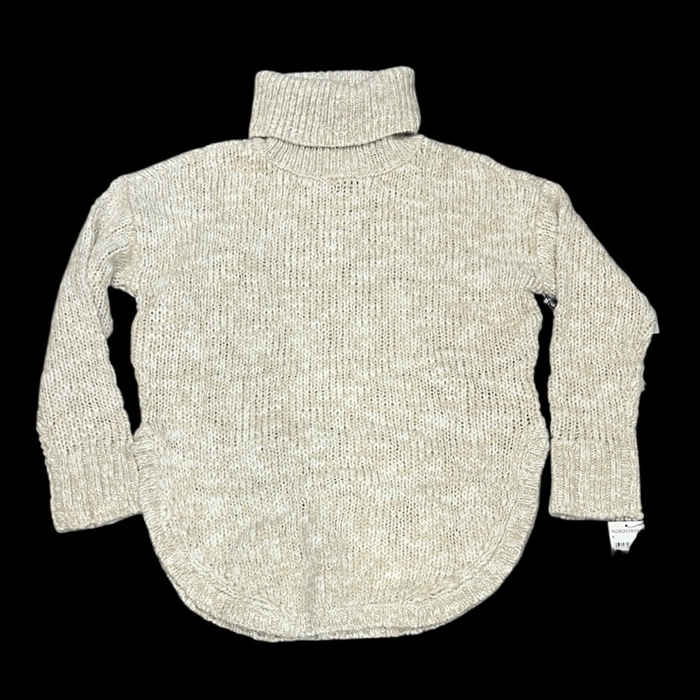 Treasure & Bond beige beach combo turtleneck wool blend sweater small NWT